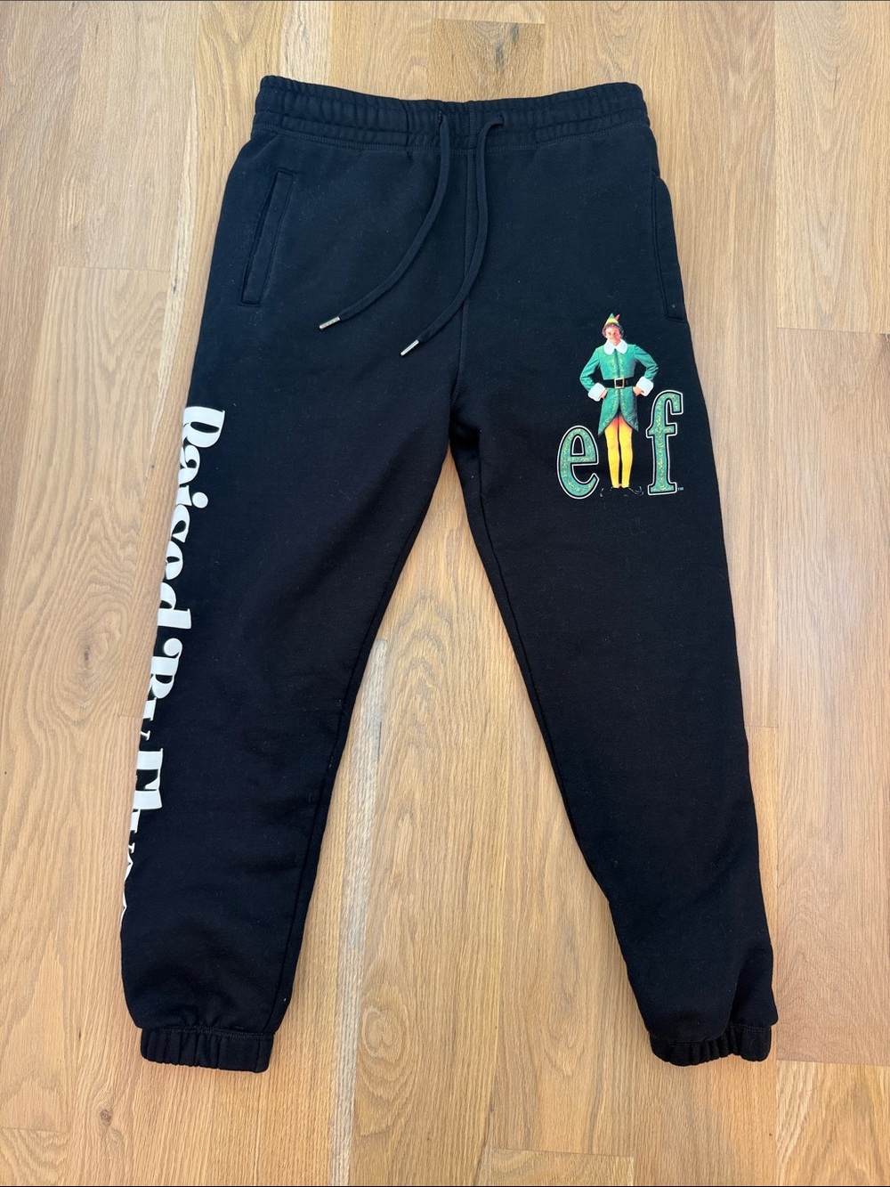 ELF Black Jogger Sweatpants with Elf Graphic and White Side Script